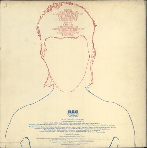 David Bowie Aladdin Sane Canadian vinyl LP album (LP record) (263388)